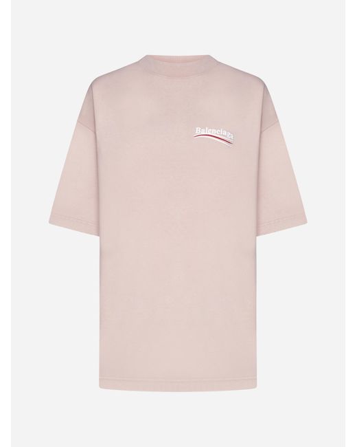 Balenciaga Pink Logo Cotton T-shirt