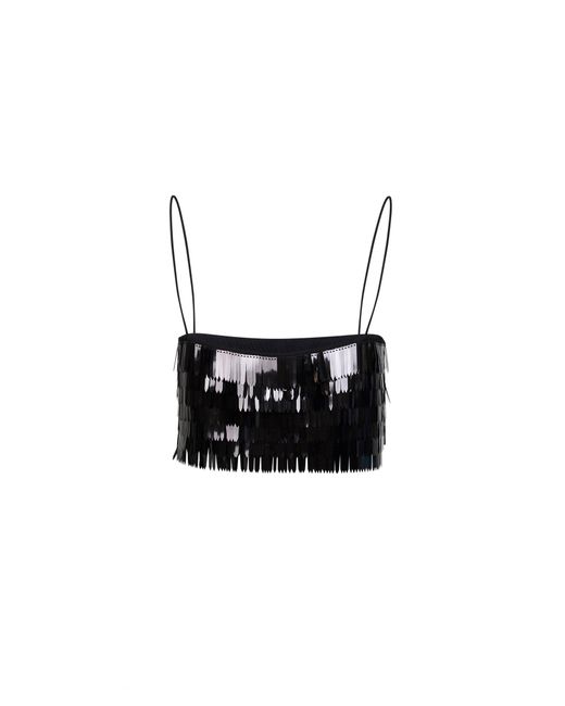 Self-Portrait Black Self Portrait Sequin Cropped Top