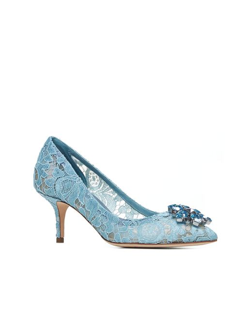 Dolce & Gabbana Blue Lace Dãcolletã With Broche