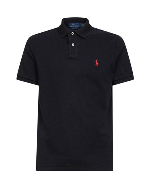 Polo Ralph Lauren Black Piqué Custom Slim-Fit Polo Shirt for men