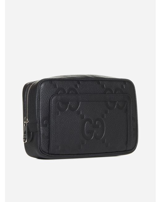 Gucci Black GG Jumbo Leather Pouch for men