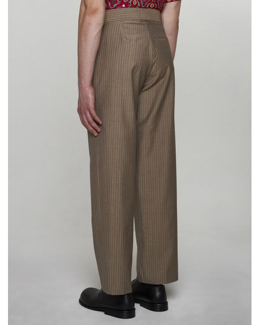 Drole de Monsieur Brown Golfeur Raye' Wool-blend Trousers for men