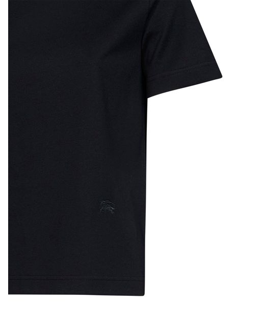 Burberry Black Cotton T-Shirt With Check Ties