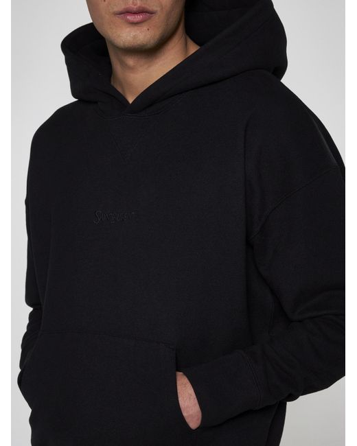 Saint Laurent Black Logo Cotton Hoodie for men