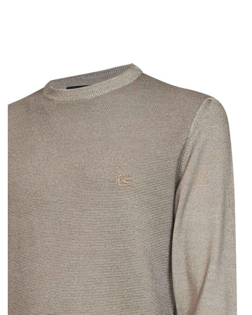 Etro Gray Greige Two-Tone Wool Logo Sweater for men