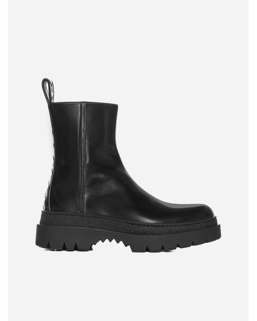 Bottega Veneta Black Highway Leather Ankle Boots for men
