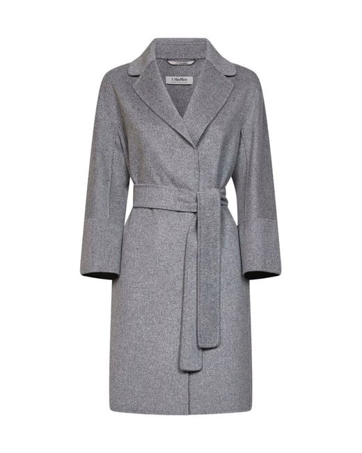 Max Mara Gray Melange Arona Short Belted Coat