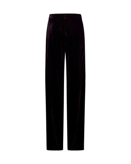 Blanca Vita Black Burgundy Gabardine Pleio Palazzo Trousers