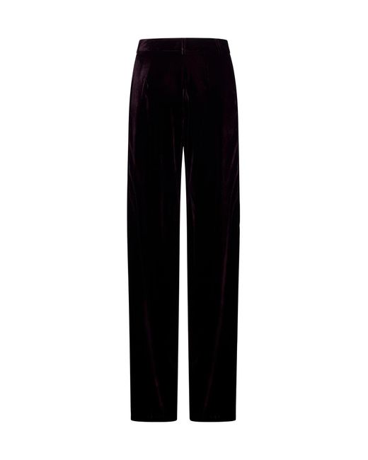 Blanca Vita Black Burgundy Gabardine Pleio Palazzo Trousers