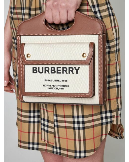 Burberry Multicolor Pocket Mini Canvas And Leather Bag