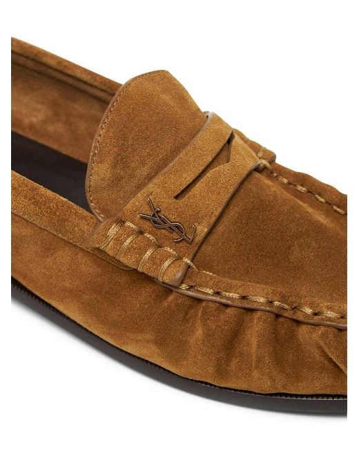 Saint Laurent Brown Suede Loafers for men