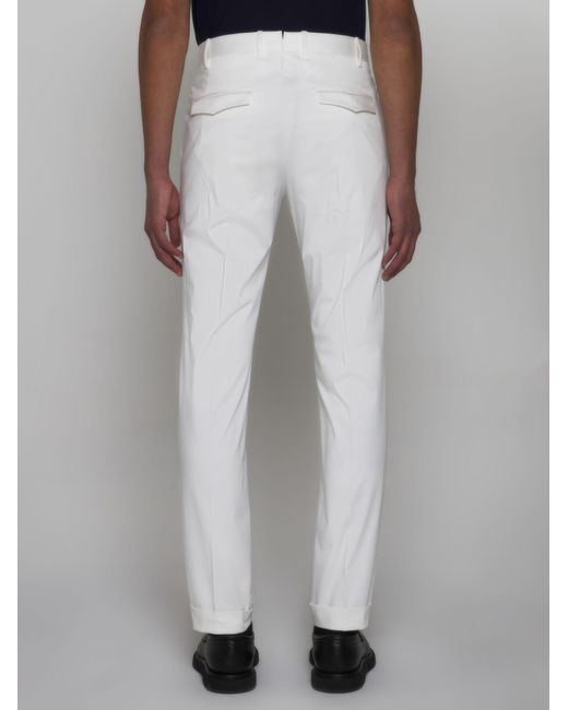 PT Torino White Master Stretch Cotton Trousers for men