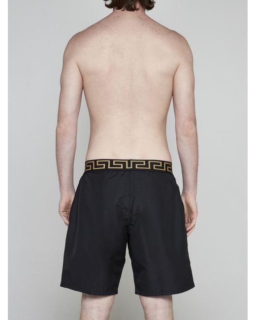 Versace Black Medusa And Logo Swim Shorts for men