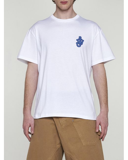 J.W. Anderson White Anchor Logo-patch Cotton T-shirt for men