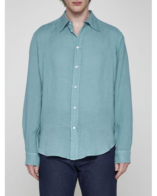 Malo Green Linen Shirt for men