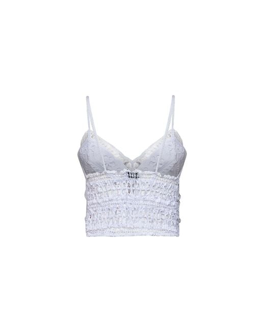 Charo Ruiz White Floral Lace And Voile Melie Cropped Top