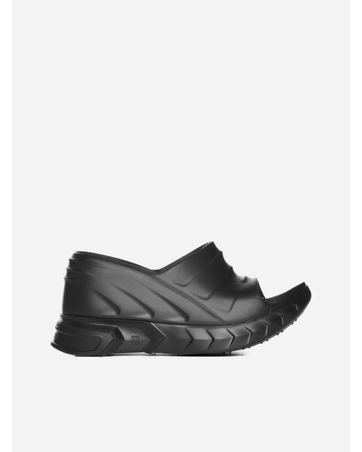 Givenchy Black Marshmallow Rubber Wedge Sandals