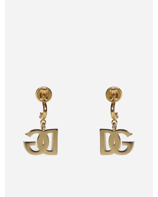Dolce & Gabbana Natural Dg Logo Rhinestone Earrings