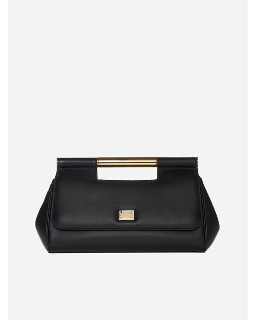 Dolce & Gabbana Black Sicily Leather Medium Clutch Bag