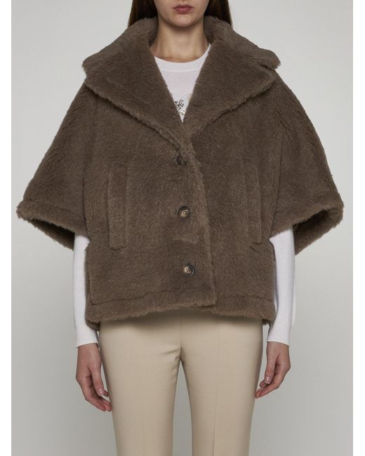 Max Mara Brown Aleggio Teddy Fabric Cape