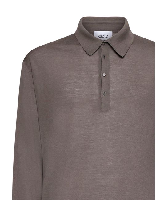 D 40 Brown Taupe Virgin Wool Knit Polo Shirt for men