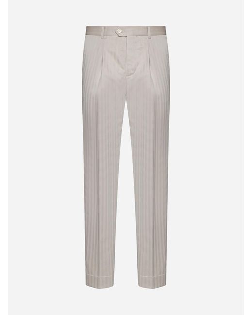 Brunello Cucinelli White Cotton And Silk Trousers for men