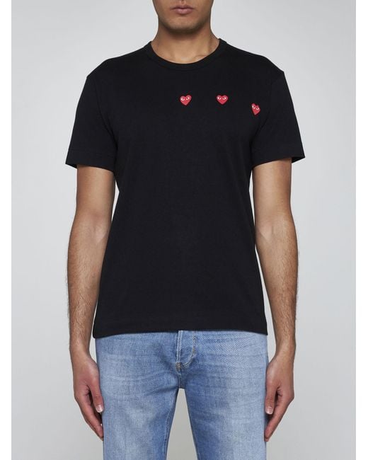 COMME DES GARÇONS PLAY Black 3 Heart Cotton T-shirt for men