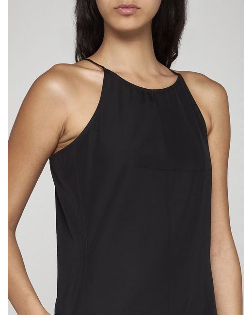 Sportmax Black Cactus Cotton Long Dress