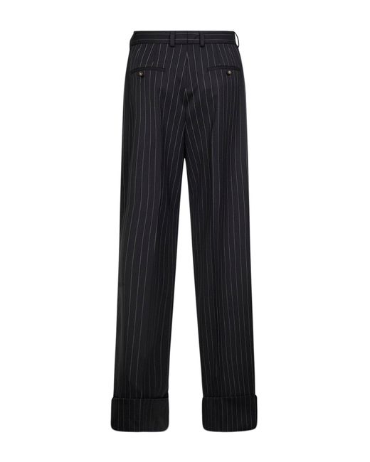 Dolce & Gabbana Black Two-Way Stretch Twill Pinstriped Trousers