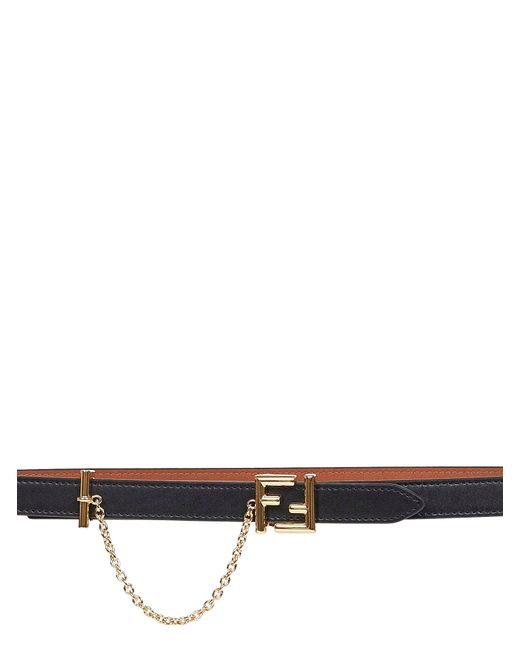 Fendi White Two-Tone Leather Reversible Ff Belt