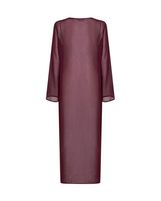 Mc2 Saint Barth Purple Burgundy Georgette Agatha Plate Maxi Dress