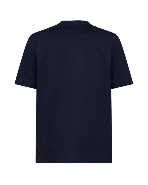 Brunello Cucinelli Blue Cobalt Cotton Jersey Printed Crewneck T-Shirt for men