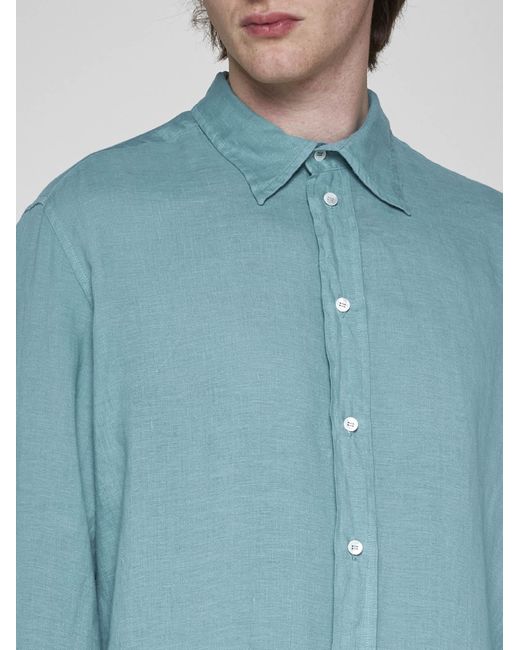 Malo Green Linen Shirt for men