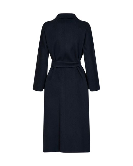 Max Mara Blue Dark Esturia Belted Midi Coat