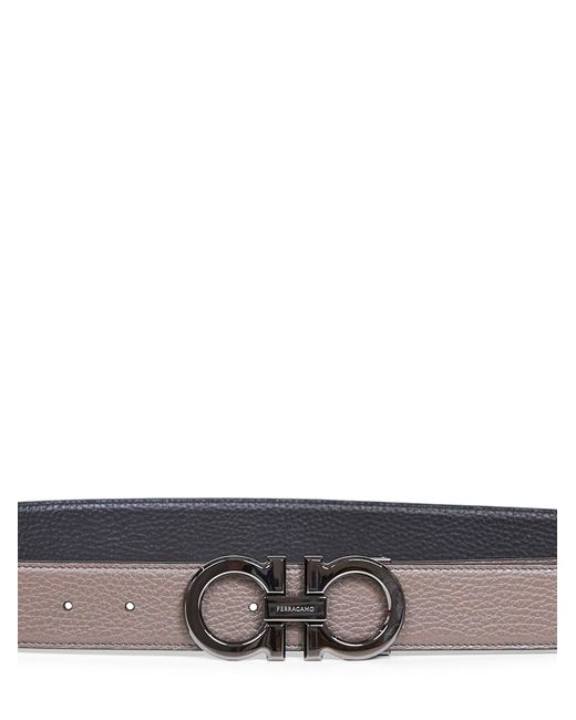 Ferragamo White Two-Tone Gancini Reversible Belt for men