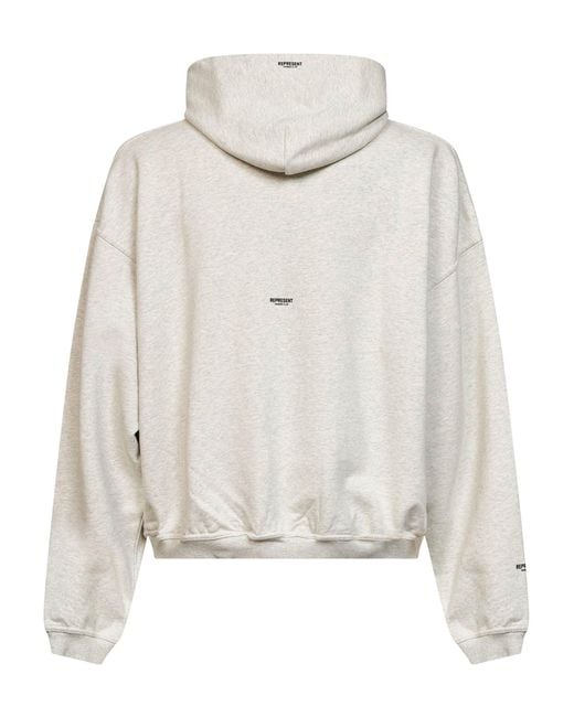Represent White Cream Cotton Micro Owners Club Hoodie for men