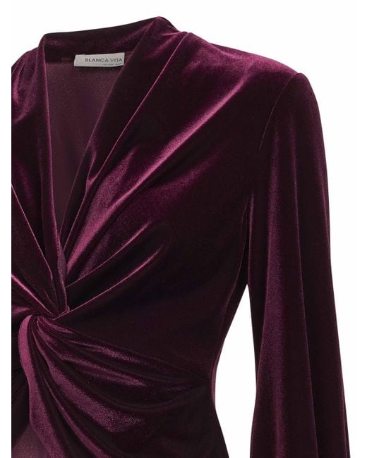 Blanca Vita Purple Burgundy Stretch Velvet Berik Tunic