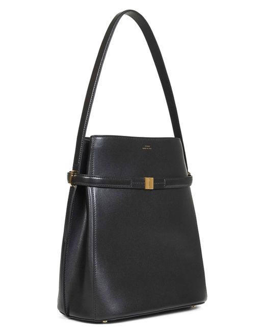 Totême  Black Belted Leather Bucket Bag