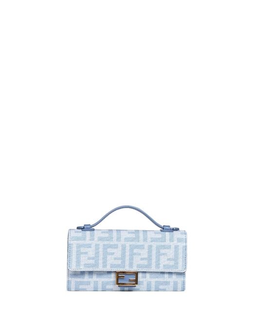 Fendi Blue Light Baguette Continental With Chain Wallet