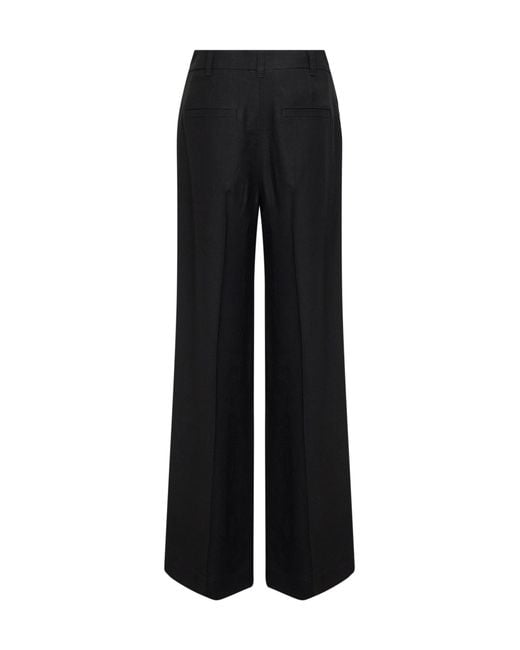 Brunello Cucinelli Black Fluid Twill Sartorial Wide Trousers