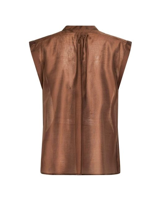 Blanca Vita Brown Chocolate Voile Calicia Sleeveless Shirt