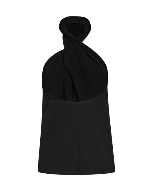 Totême Black Halter Top Twisted Jersey
