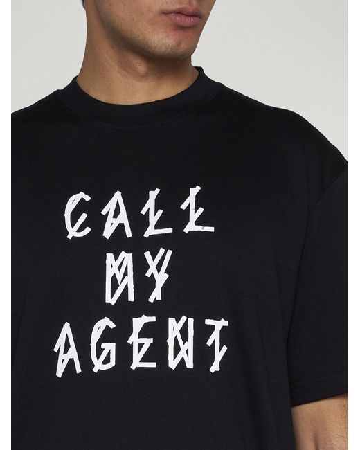 44 Label Group Black Call My Agent Cotton T-shirt for men