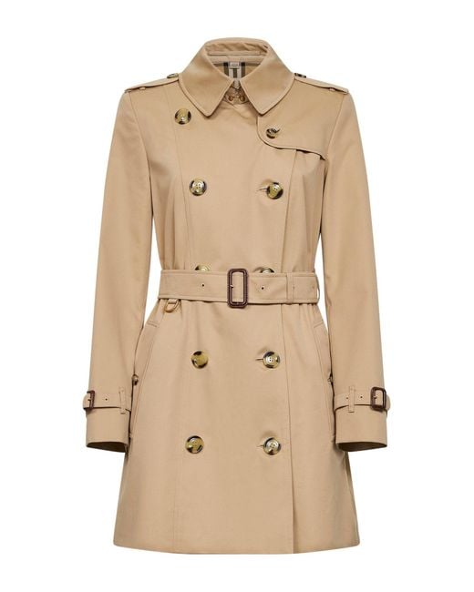 Burberry Natural Honey Mid-Length Kensington Heritage Trench Coat