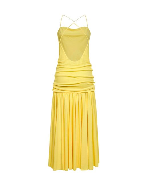 Jacquemus Yellow The Abiha Gathered Waist Dress