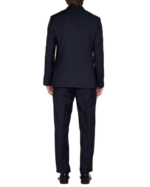 D 40 Blue Single-Breasted Wool Suit By D4.0 for men