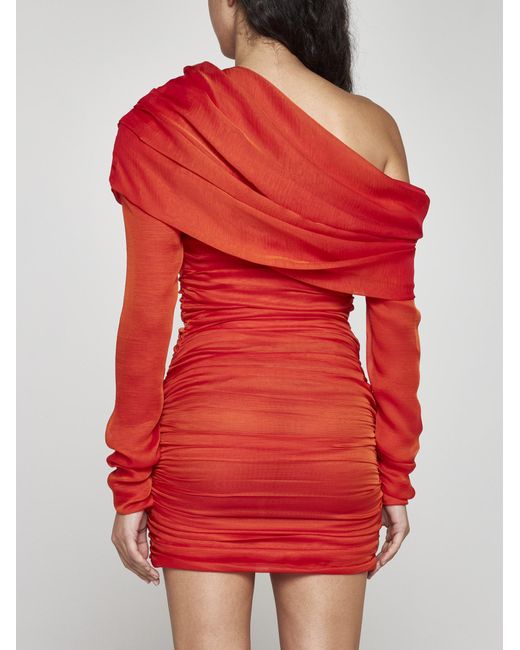 Saint Laurent Red Silk Mini Dress