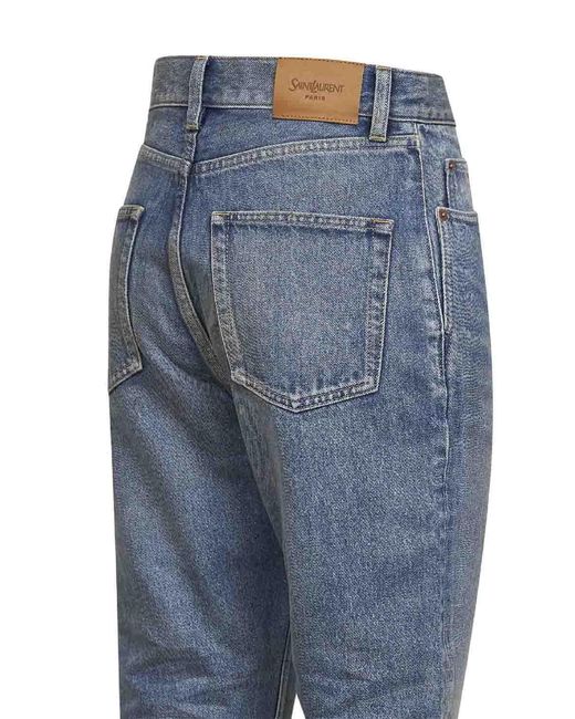 Saint Laurent Blue Medium Denim 90S Ankle-Length Jeans