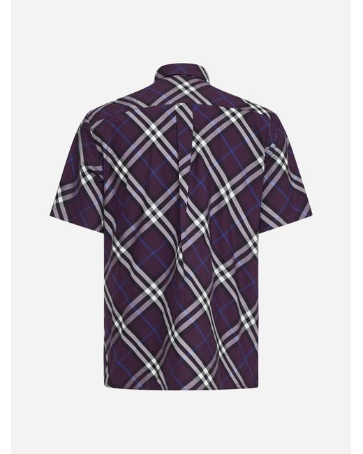 Burberry Blue Pansy Check Poplin Shirt for men