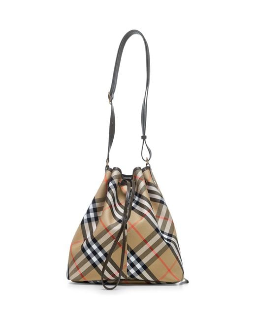 Burberry Natural Medium Check Bucket Bag <Br
